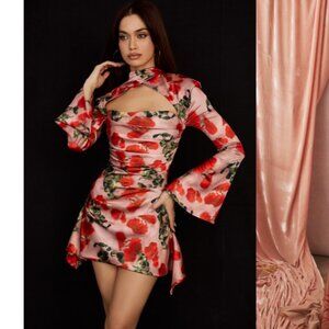 House of CB Toira Rose Floral Print Draped Corset Mini Dress ❤️ Valentine’s Day